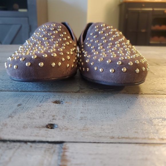 STUART WEITZMAN  Studded Suede Smoking Slipper Loafer Gray Size 8 - Picture 4 of 6